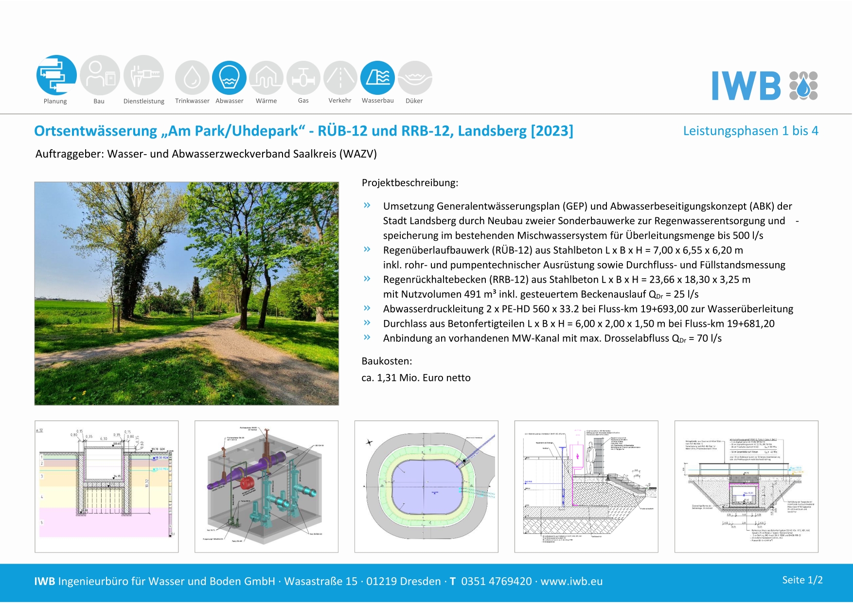 Ortsentwässerung „Am Park/Uhdepark“ - RÜB-12 und RRB-12, Landsberg - WAZV [2023]